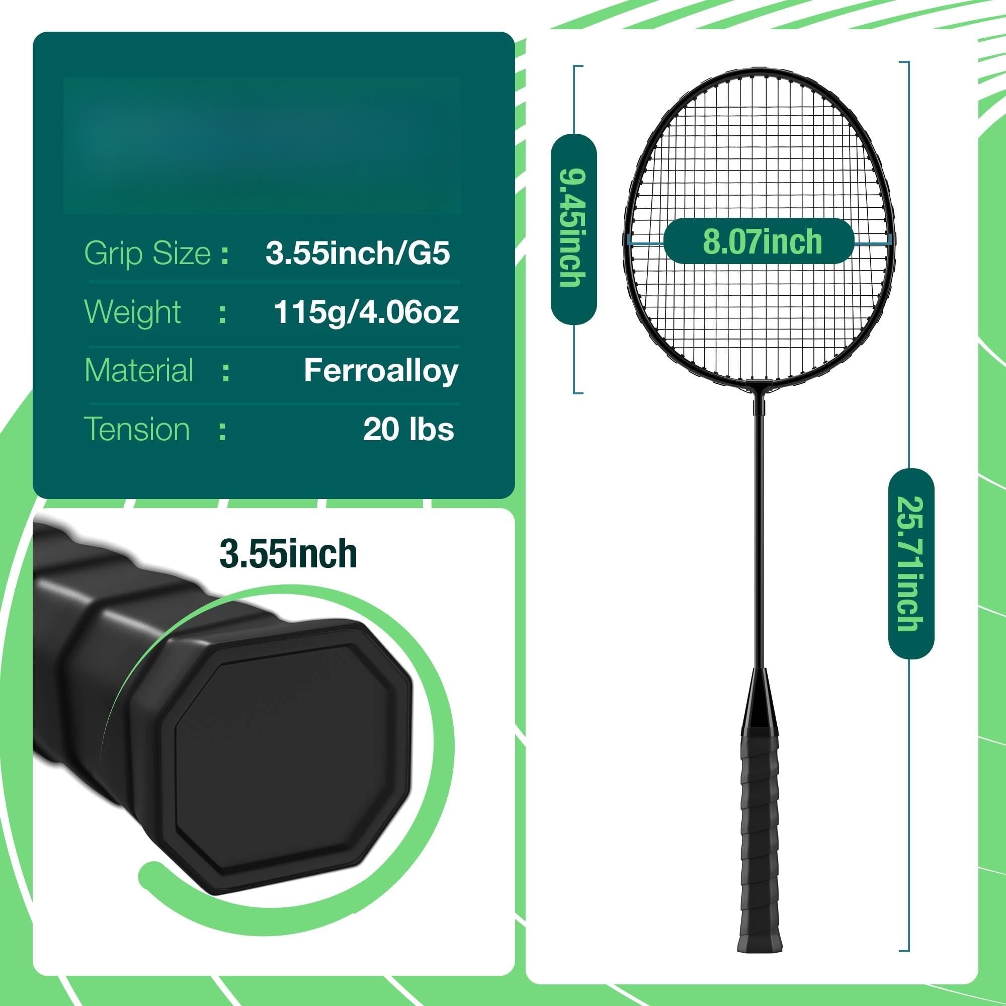 Badminton Rackets Set, Lightweight & Durable Badminton Set (Includes 6/12 Racquets, 6/12 Birdies), Outdoor Backyard & School Games for Adults, Families and Beginners