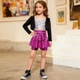 thumbnail image 4 of Godom Girls Sparkly Sequin Skirt 3T-14T Elastic Waist Shiny Mini Skater Cheerleader Dance Outfit,Hot Pink, 4 of 6