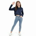 thumbnail image 4 of UQJfacai Girls Cropped Hoodie Y2k Fleece Pullover Sweatshirts with Pocket Kids Fall Winter Casual Long Sleeve Crop Tops 4-12 Years, 4 of 8