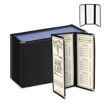 WeChef 30 Pcs 4.25 x 11" Restaurant Menu Covers 3 Page 6 View Trifold Menu Holders for Wine List Drink Bar Cafe Hotel
