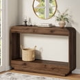thumbnail image 4 of Aufeile 43" Entryway Table, Curved Console Table for Entryway, 2-Tier Wood Sofa Table with Open Storage Shelves Behind the Couch, Narrow Entry Table for Hallway Entrance Foyer, Walnut, 4 of 10