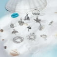 thumbnail image 4 of 1 box 1 box 72pcs 12 styles Silver Ocean Charms Hawaii Beach Charm Bulk Tibetan style Alloy Sea Turtle Sun Mermaid Charm for Jewelry Making Charms, 4 of 7
