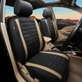 thumbnail image 2 of Maidao Housses de Siège Auto Ensemble Complet pour FIAT pour Linea 2007-2018 5 Sièges Compatible Coussin Gonflable Imperméable Cuir de Qualité Supérieure Protège-Sièges avant et Arrière Beige, 2 of 8