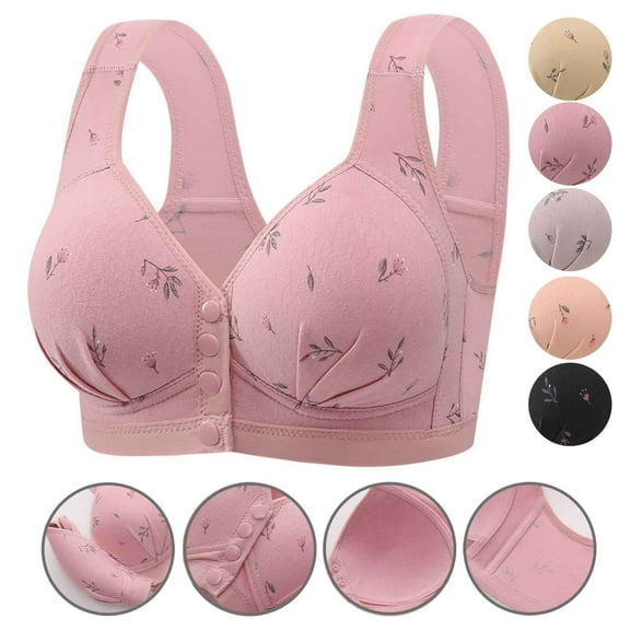 Ahuyic Summer Womens Bras,Plus Size Bras for Women,Women's Solid Color Steel Ring Oversized Gathering Underwear Daily Bra