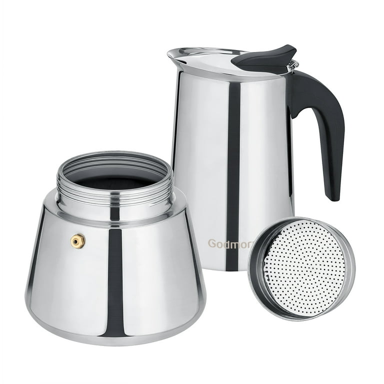 VONATES 12 Cups Stainless Steel Moka Coffee Pot Espresso Coffee Maker,  600ML Portable Coffee Container 