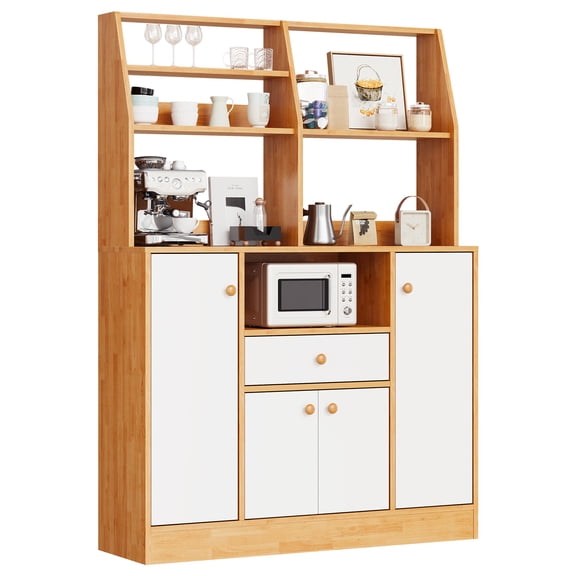 Kitchen Pantry Cabinet with Drawers - Large Wooden Sideboard Buffet with Adjustable Shelves, Storage Rack & Doors - Freestanding Cupboard for Dining Room, Coffee Bar Station, Dishware Storage