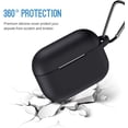 thumbnail image 4 of IBAOLEA AirPods Pro Case Cover,Protective Silicone AirPods Pro Case with Keychain/Strap/Lanyard/Carrying Box,Soft Shockproof Case for IBAOLEA AirPods Pro/3 Gen (Front LED Visible) (Dark Blue) black-1, 4 of 5
