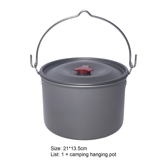 ACDANC 4L Picnic Handle Rustproof Food Grade Cauldron with Lid 5-8 People Aluminum Alloy Camping Cooking Pot Camping Equipment