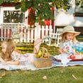 thumbnail image 3 of GRANNY SAYS Small Woven Baskets with Folding Handles & Dual-flid Lids, Wooden Picnic Hamper Baskets with Stripe Liner, 3 of 8