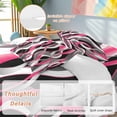 thumbnail image 4 of Pink Gray Stripes Full Size Comforter Set, Abstract Art Modern Geometric Curve Bedding for All Seasons, 4 Pcs Bed Set, 1Quiltcover (86"x86") ,1Sheet(80"x116"), 2Pillowcases (30"x20"), 4 of 12