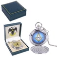 thumbnail image 2 of Trendy Zone 21 Pocket Watch with 2-Heads Embossed Eagle with Blue color Compass/Square logo in the center and Gift Box Memorable Gift for Men & Women, 2 of 8