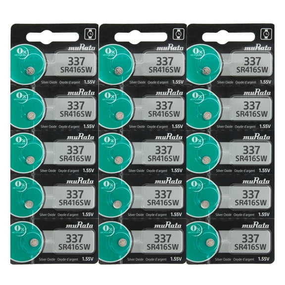 Murata 337 SR416SW V337 LR416 D337 SR416 Silver Oxide Watch Batteries (15 Pcs)