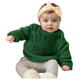 thumbnail image 3 of Ccpelsie Big/Little Boys Warm Casual Pullover Sweaters Kids Crewneck Knit Jumper Tops for Fall and Winter(Dark Green,12-18 Months), 3 of 6