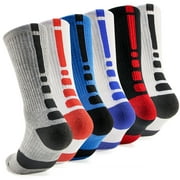 Mens Basketball Socks Elite Athletic Crew Socks for Women Youth Boys Colorful 6 Pairs