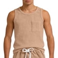 thumbnail image 4 of NinXxx Men's Sleeveless Crew Neck Pocket Casual Athletic Undershirt Khaki L, 4 of 4