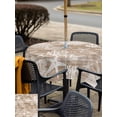 thumbnail image 5 of Outdoor Tablecloths with Umbrella Hole & Zipper, Brown Coastal 60x60 Inch Square Tablecloths, Summer Beach Nautical Starfish Coral Vintage Waterproof Table Cloth, Patio/Pool/Picnic Table Covers, 5 of 8