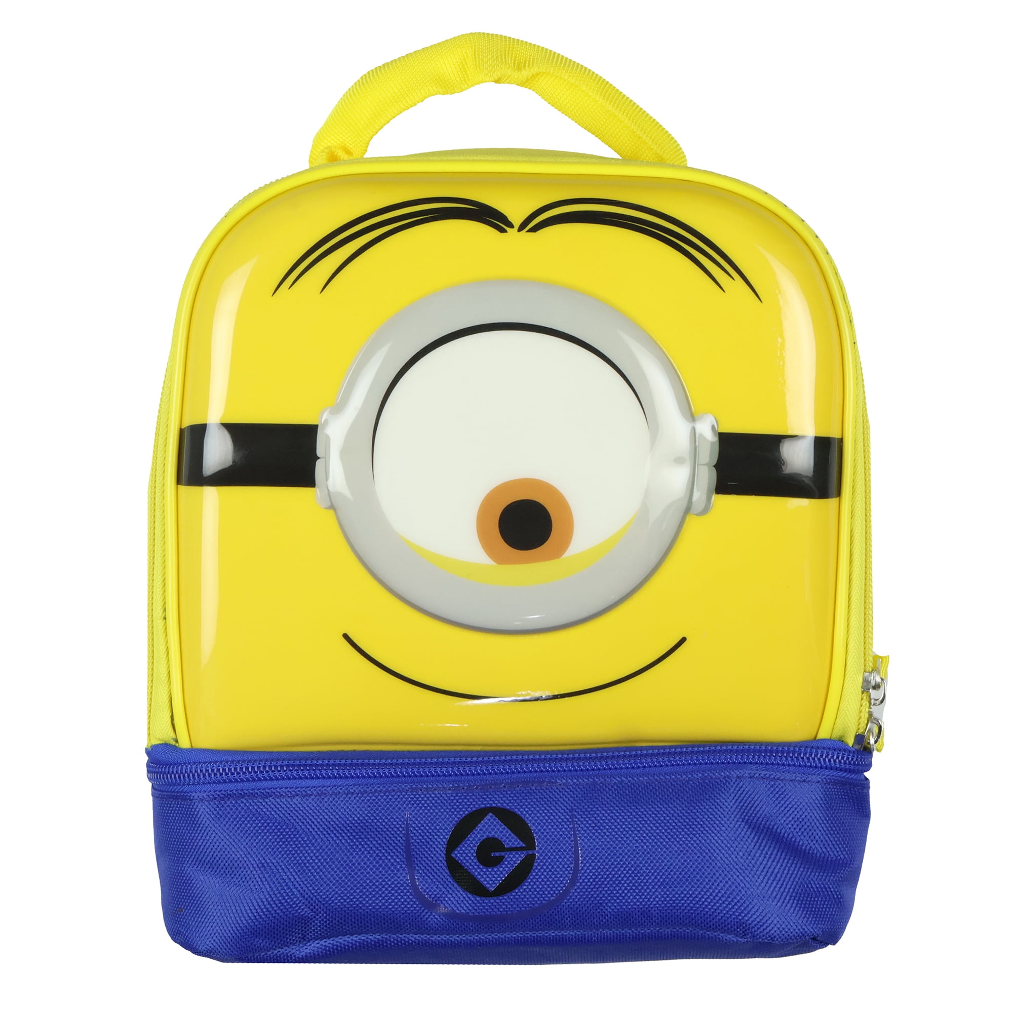 Minions Lunch Box Stuart Minion Character Insulated Dual Compartment Lunch Tote Bag 10"