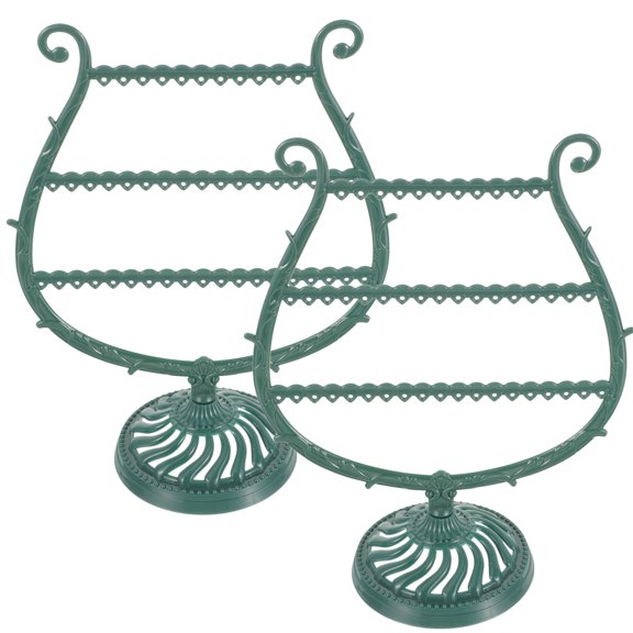 HOOWIFFY 2Pcs Dark Green Earring Display Rack for Storing Earrings and Piercing Jewelry