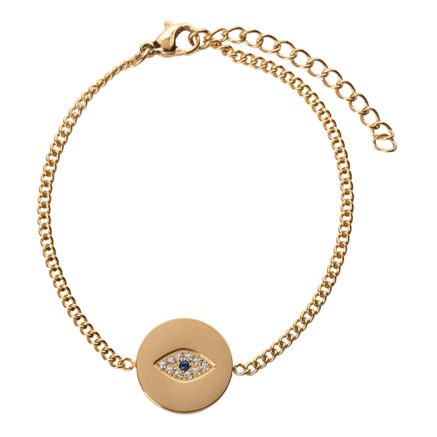 Pulsera LuckyLy para mujer con Dije de ojo turco acero inoxidable dorado