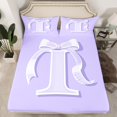 thumbnail image 2 of Erosebridal Initial I Letter King Sheet Sets, Princess Bow Bedding King Size, Purple Monogrammed Reversible Bed Sheets King, Microfiber Room Decor, 4 Pieces, 2 of 7