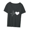 thumbnail image 3 of Camiseta De Mujer Tops De Manga Corta Con Estampado Gráfico De Corazón Suelto Y Transpirable, 3 of 8