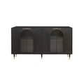 thumbnail image 5 of Chic Black Lacquered 4-Glass Door Accent Cabinet for Various Living Spaces, 5 of 11