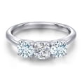 thumbnail image 3 of Gem Stone King 925 Sterling Silver Lab Grown Diamond and Sky Blue Aquamarine Engagement Ring for Women | 1.50 Cttw | Round 5MM | Gemstone April Birthstone | Size 6, 3 of 6