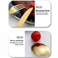 thumbnail image 3 of SUKVPSI Juegos de Cubiertos Juego de 24 Cucharas y Cuchillos con Tenedor con Soporte, Cubiertos con Temática de Patrón de Mármol, Cuchillos, Tenedores y Cucharas Chapados en Oro de Acero Inoxidable, con Mango con Estampado de Mármol Cerámico, 3 of 8