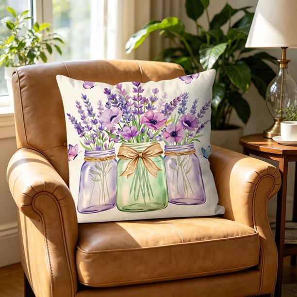 YiJuHui Summer Decorative Pillow Covers 45x45cm Floral Pattern Soft Breathable Cushion Case for Sofa Bedroom Patio Living Room Decor Home Accents