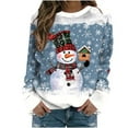 thumbnail image 2 of HOMBOM Womens Merry Sweatshirts Crewneck Light Blue Plus Size Essentials Christmas Fashion Snowman Xmas Sweatshirt for Adult, 2 of 6