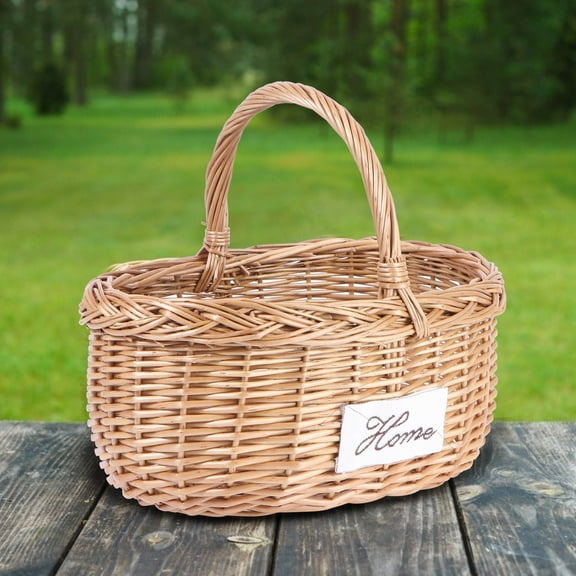 COSMOBETTY 1Pc Multifunctional Picnic Basket Brown Woven for Kitchen Utensil Storage