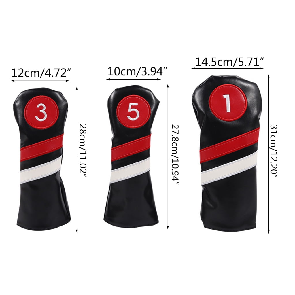 AOOOWER 3pcs/set Golf Head Covers for Driver & Fairway-Woods & Hybrid Golf Headcovers Set with Long Neck
