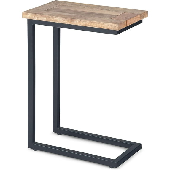 ZXNYH Skyler Solid Mango Wood and Metal 18 inch wide Rectangle End Table C Side Table in Beach Brown, Fully Assembled, for the Living Room and Bedroom