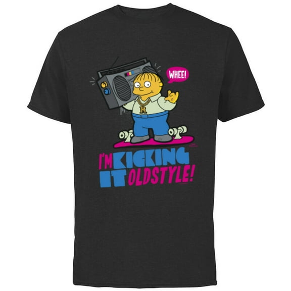 The Simpsons Ralph Wiggum I’m Kicking it Old Style - Short Sleeve Cotton T-Shirt for Adults - Customized-White