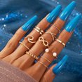 thumbnail image 2 of Womens Alloy Ring Set Pearl Retro Rings Fashion Jewelry Accessories Everyday Wearable Special Occasions Silver, 2 of 4