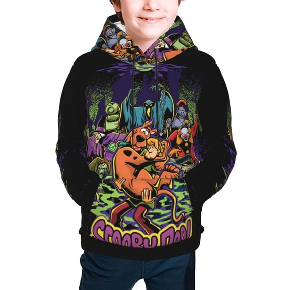 Scooby Doo Boys Girls Hoodies Fashion Graphic Hooded Sweatshirt Casual Pullover Outwear for Kids Youth