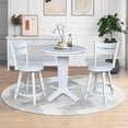 thumbnail image 2 of 30" Solid Wood Round Top Pedestal Dining Table with 4 Counter Height Stools, 2 of 4