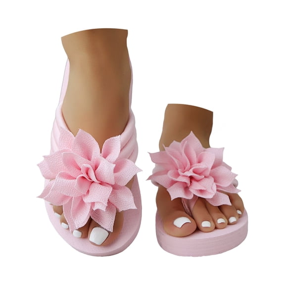 Bibifish Womens Flip Flops 3D Flower Decor Wedge Platform Thong Sandals Summer Outdoor Beach Fashion Slippers