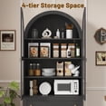 thumbnail image 3 of IDEALSOUL Arched Kitchen Pantry Cabinet, 71" Tall Wood Storage Cabinet with 2 Glass Doors, 4 Shelves and 2 Drawers, Food Cabinet for Kitchen, Living Room, Bedroom(Black), 3 of 13