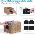 thumbnail image 2 of Seagrass Storage Baskets with Labels, 10.5x9x7.5in Wicker Storage Basket, 4 Pack Woven Storage Baskets, Pantry Baskets Organization,Vintage Basket Bin for Kitchen Bathroom Toilet Rack Shelves, 2 of 4