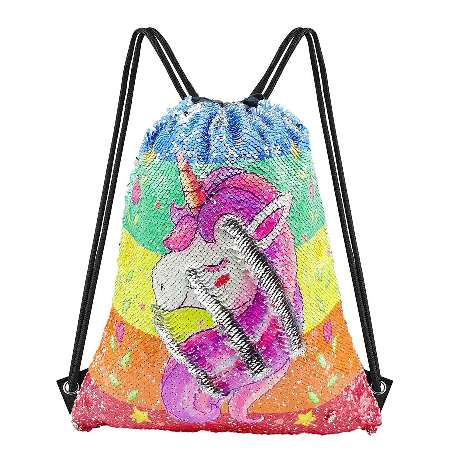 MHJY Sequin Drawstring Bag Mermaid Backpacks Magic Flip Sequin Backpack Reversible Sequin Dance Bag Glitter Gym Sports Travel Backpack for Girls 