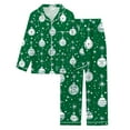 thumbnail image 4 of free travel pajama sets for women lightweight resistant sleepwear Women's Christmas Christmas Printed Button Pocket Long Sleeve Trousers Home Pajama Set, 4 of 5
