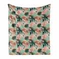thumbnail image 1 of Animals Soft Flannel Fleece Throw Blanket, Toucans in the Tropical Forest Monstera Leaves Smoothly Continuous Illustration, Cozy Plush for Indoor and Outdoor Use, 60" x 80", Multicolor, by Ambesonne, 1 of 6