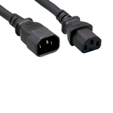 Kentek 10 Feet Extension 3 Prongs AC Power Cord IEC320 C13 To C14 M/F Male Female 18 AWG 10A 250V for PC / Monitor Black
