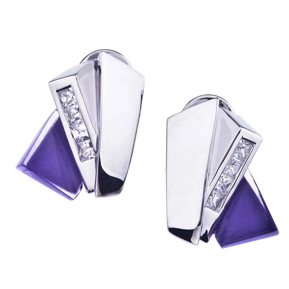925 Sterling Silver Plated Vintage Triangle Black Onyx Agate Womens Stud Earrings,7MM