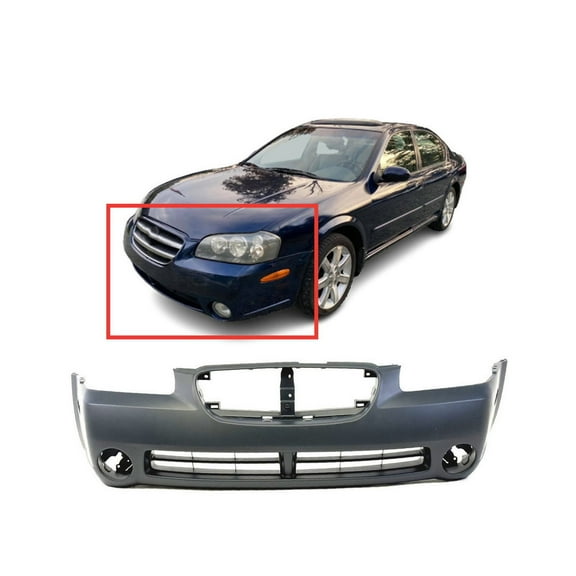DCP Front Bumper Cover For 2002-2003 Nissan Maxima w fog light holes GLE GXE SE