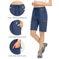 thumbnail image 3 of Mapamyumco Women's Hiking Cargo Shorts Ultra Stretch Quick Dry Lightweight for Camping Travel Golf with Zipper Pockets Navy XS, 3 of 6