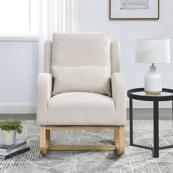 MAYEERTY 27.5 "W Modern Accent High Back Living Room Casual Armchair Rocker with One Lumbar Pillow, Two Side Pockets.