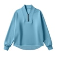 thumbnail image 7 of Hurxie Women's Quarter Zip Sweatshirts Long Sleeve Mock Neck Hoodies Oversized Pullover Tops Fall Clothes Light Blue,XL, 7 of 7