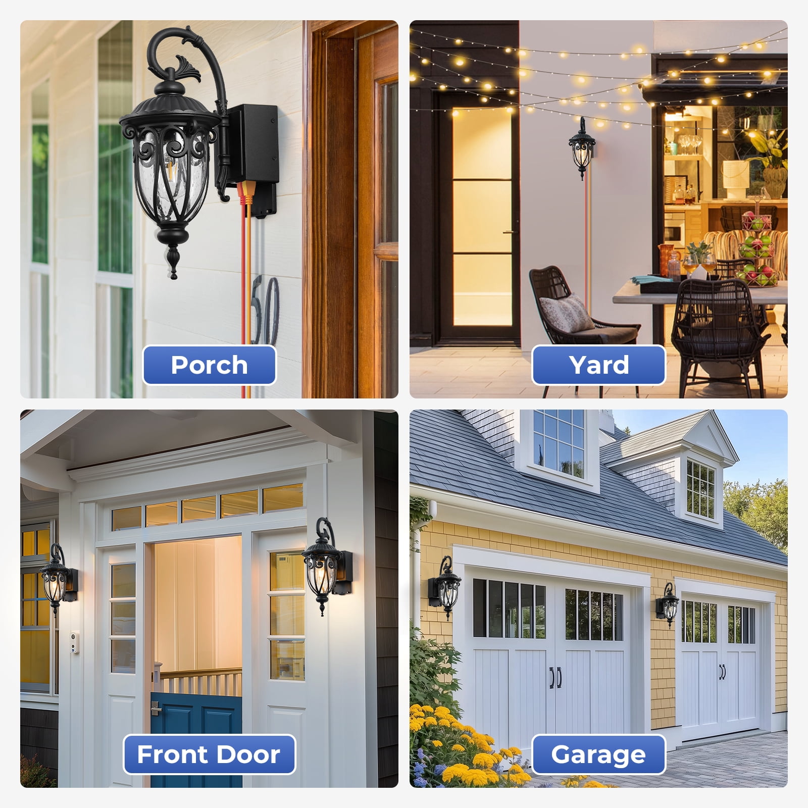 OPAXIS 18.6" H Porch Lights with Outlet, Dusk to Dawn Outside Lights for House, Waterproof Exterior Lighting Fixtures Wall Mount with GFCI Outlet, Black Front Door Light with GFCI Outlet for Garage